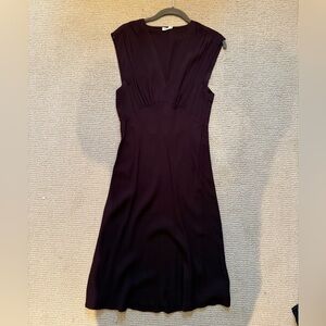L'AGENCE Sleeveless V-Neck Midi Dress in Dark Plum